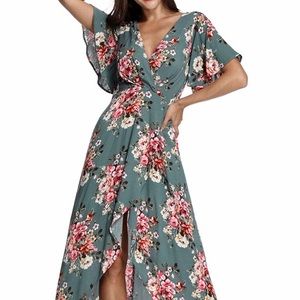 Green floral dress